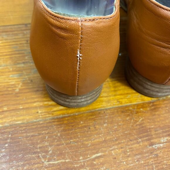 Anthropologie Women’s Size 37 Slip On Ankle Shoes Brown Leather Low Heel - Picture 11 of 12
